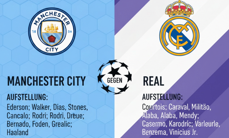 aufstellungen: teilnehmer: manchester city gegen real madrid