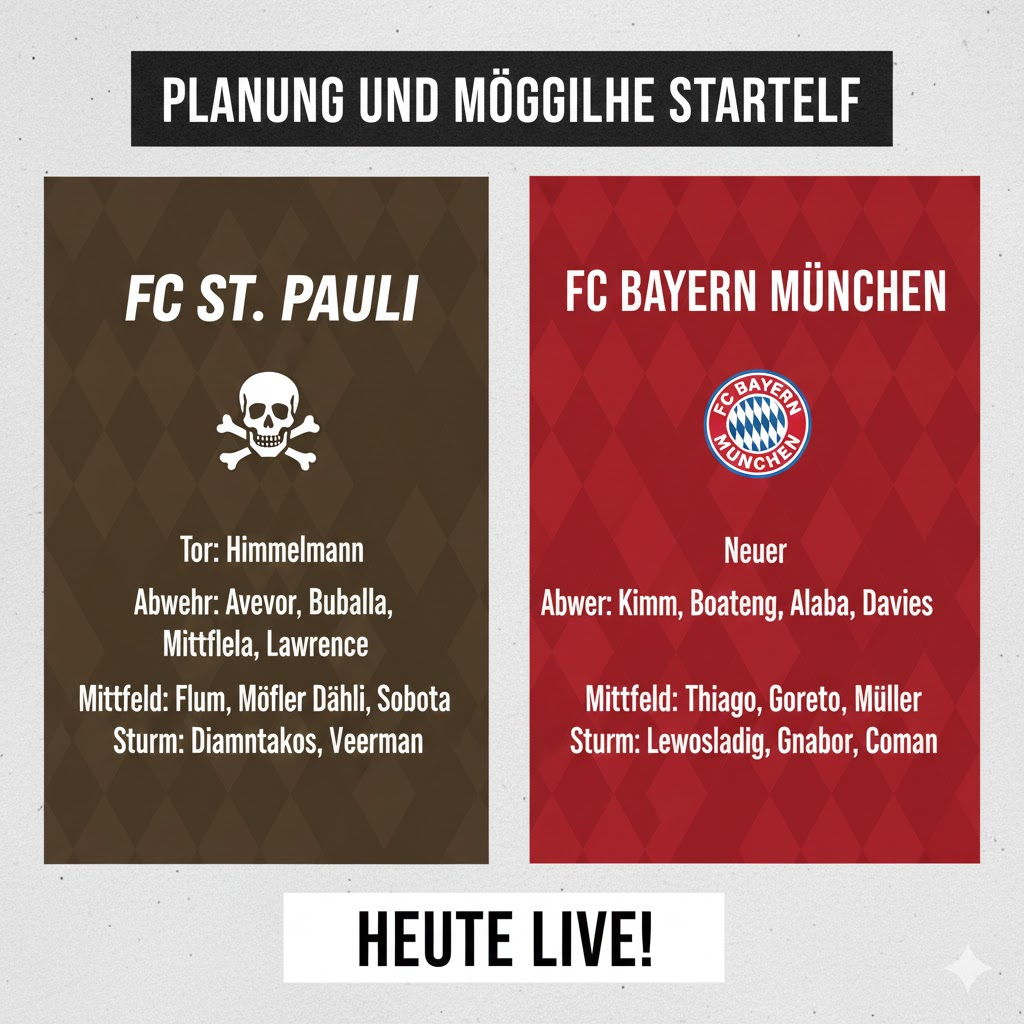 aufstellungen: teilnehmer: fc st. pauli gegen fc bayern münchen
