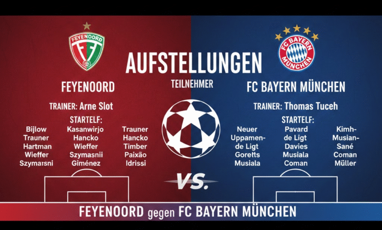aufstellungen: teilnehmer: feyenoord gegen fc bayern münchen