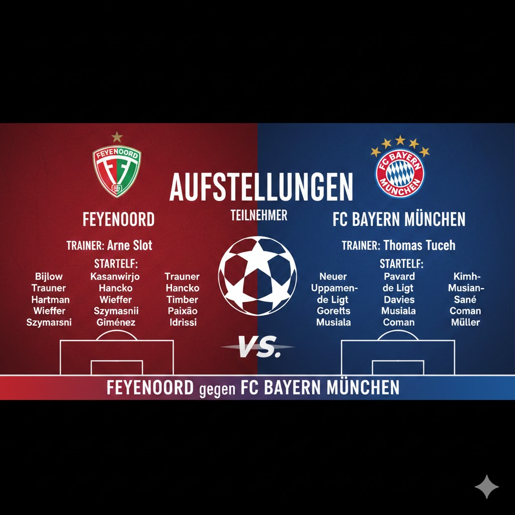 aufstellungen: teilnehmer: feyenoord gegen fc bayern münchen