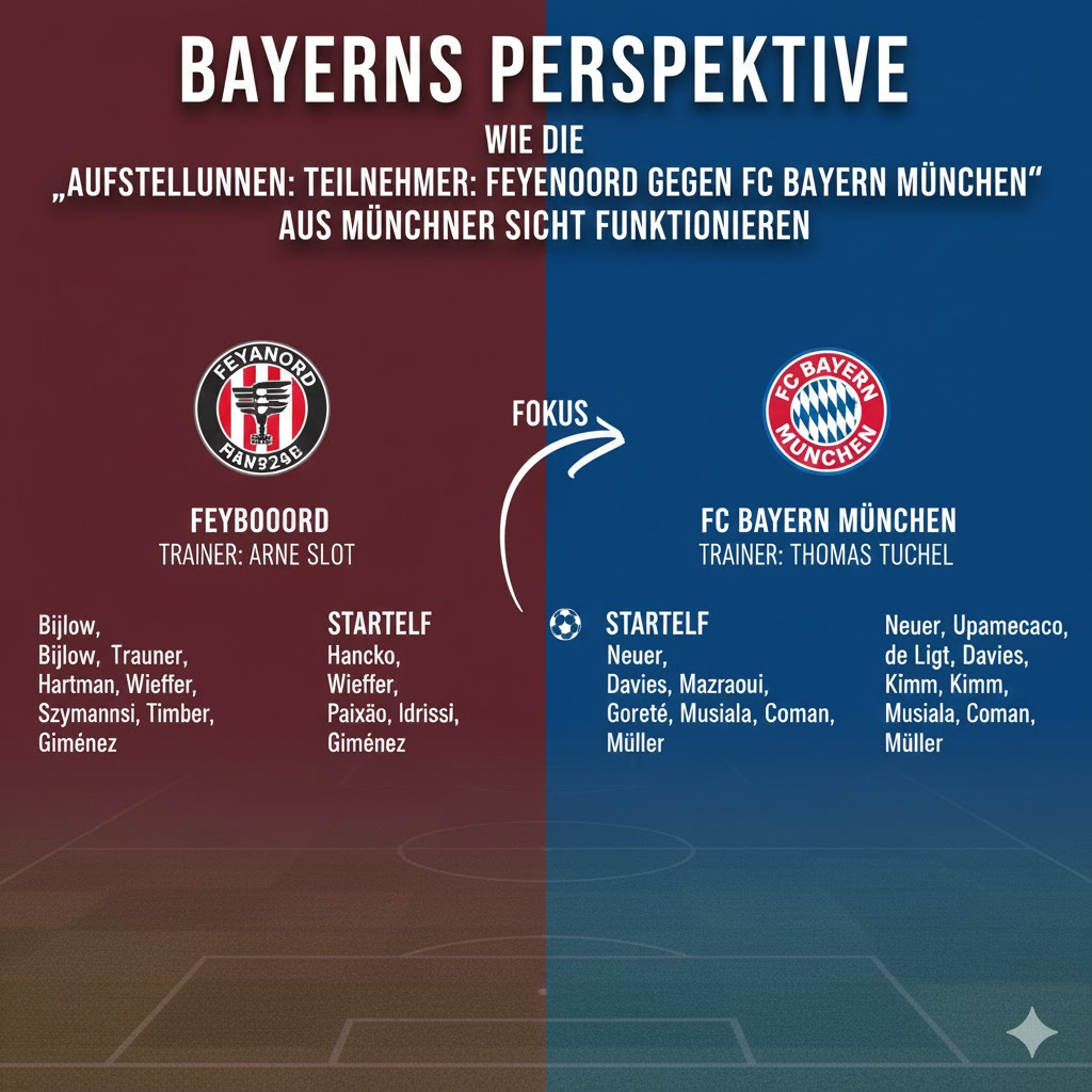 aufstellungen: teilnehmer: feyenoord gegen fc bayern münchen