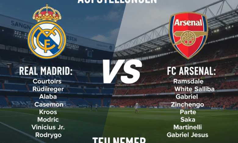 aufstellungen: teilnehmer: real madrid gegen fc arsenal