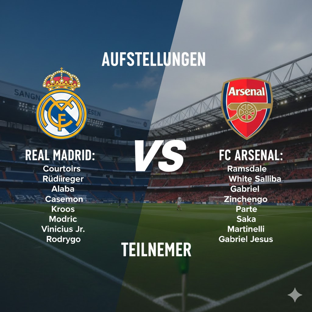 aufstellungen: teilnehmer: real madrid gegen fc arsenal