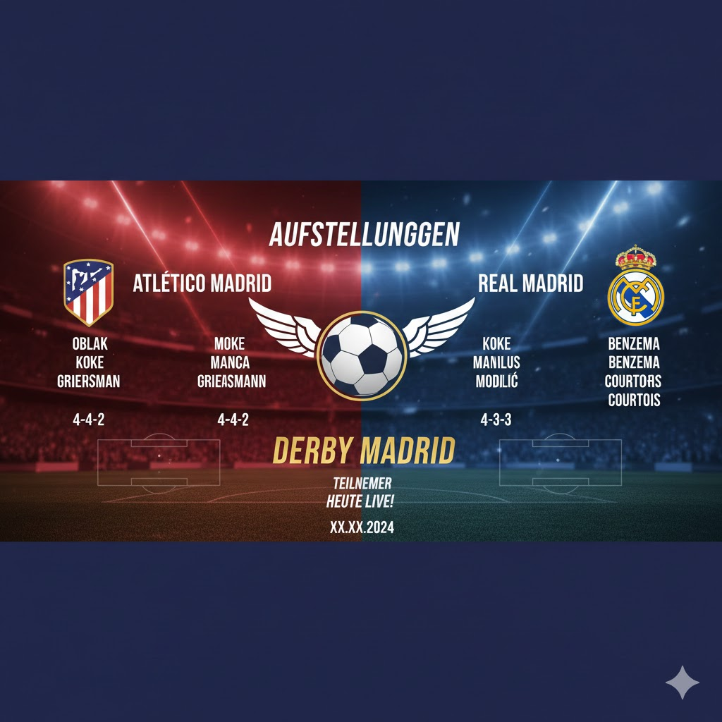 aufstellungen: teilnehmer: atlético madrid gegen real madrid
