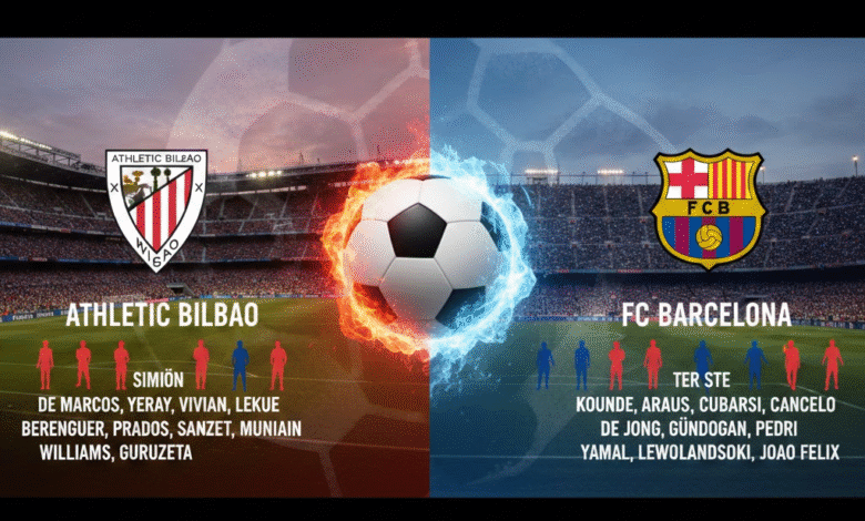 aufstellungen: teilnehmer: athletic bilbao gegen fc barcelona