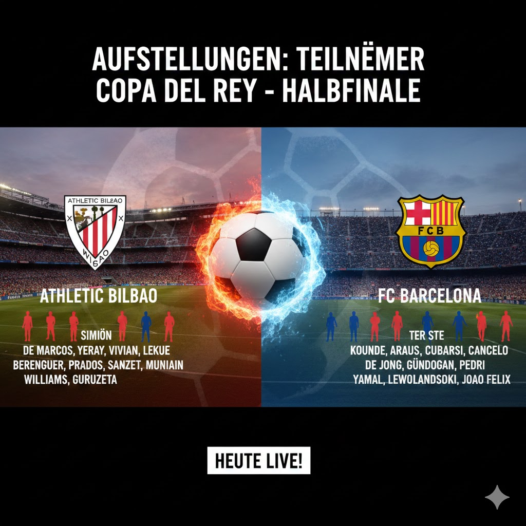 aufstellungen: teilnehmer: athletic bilbao gegen fc barcelona